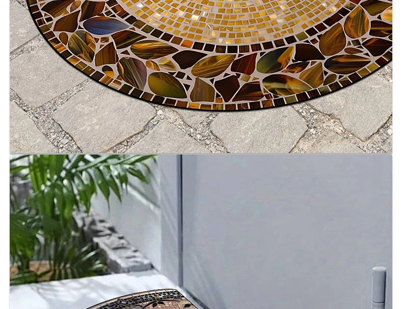 Semicircular Entrance Mat - Marble Texture Anti-Slip Door Rug