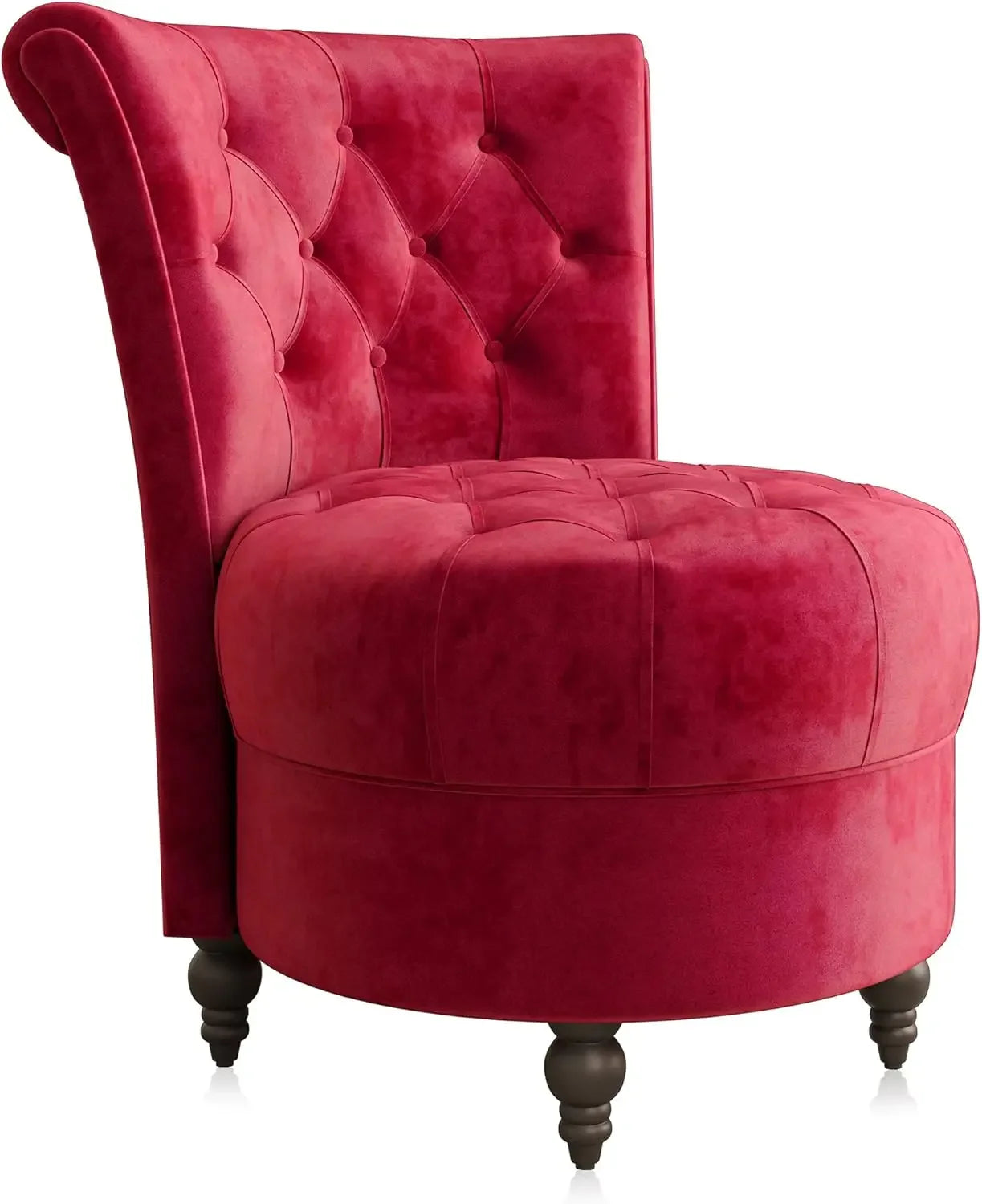 Stylish Throne Accent Chair with Button-Tufted Upholstery and Low Back Design