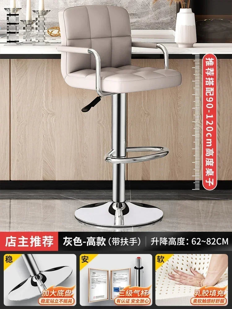 Upholstered Bar Stools 24-Inch Counter Height Stools Modern Kitchen Chairs with Metal Base PU Leather Stools