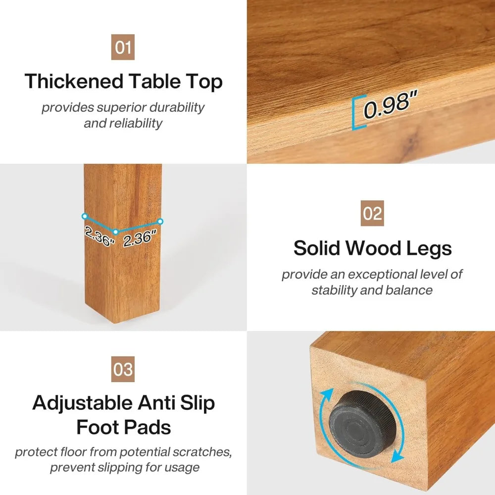 Wood Dining Table Farmhouse Kitchen Table for Living Room,Square Dinner Table with Wooden Legs