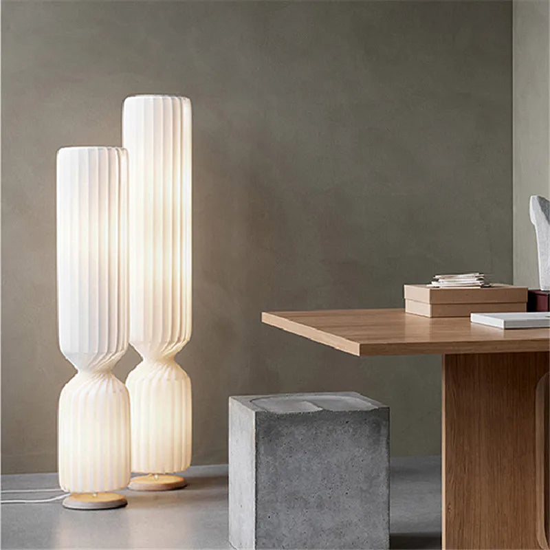 Floor Lamp: Sculptural Fluted Design in White - Modern Statement Lighting
