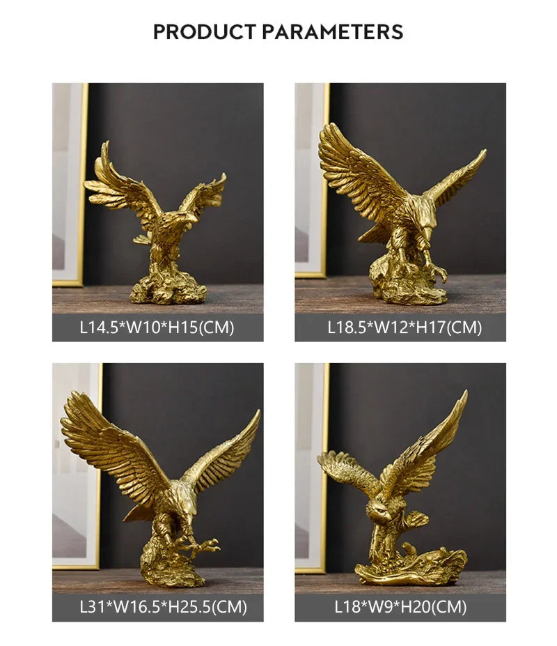 Golden Eagle Statue - Resin Sculpture | Modern Home Office Decor