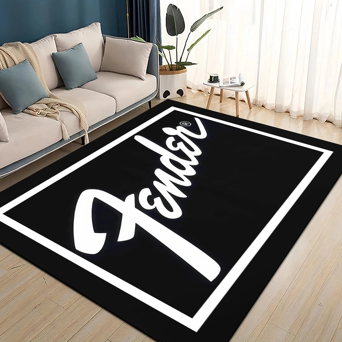 3D Retro Fender logo Guitar Instruments Music Carpet Rug for Living Room Bedroom Home Sofa Decoration,kids Non-slip Floor Mat
