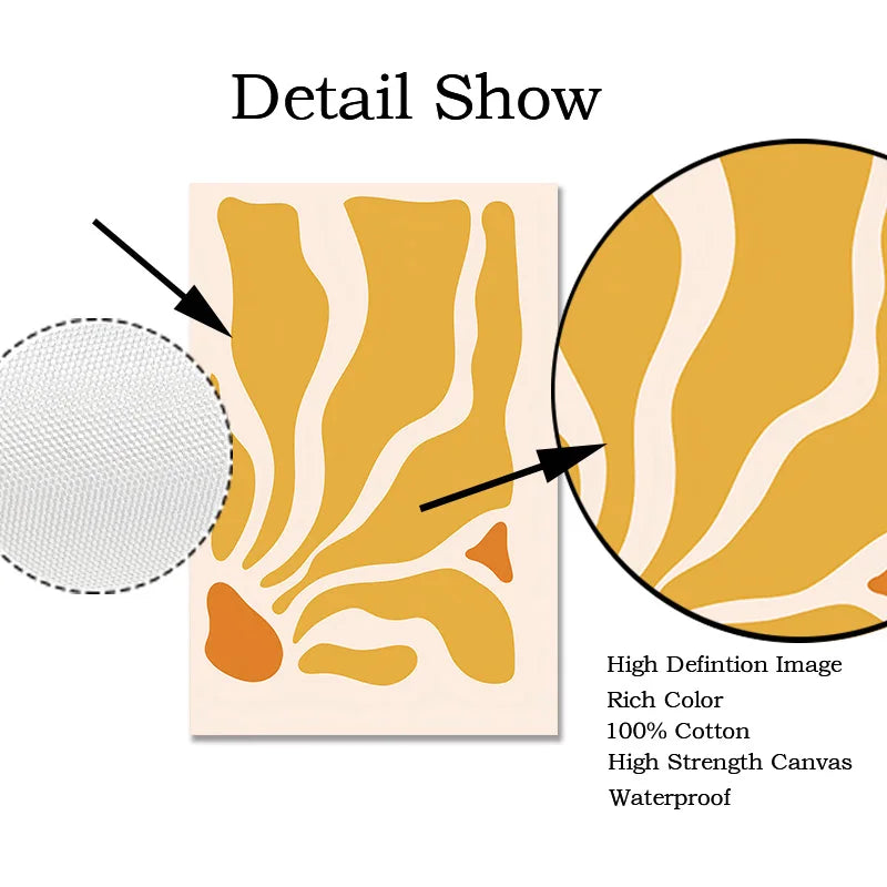 Matisse Print Bohemian-style poster Yellow Wavy Leaves Wall Art decorative painting Home Bedroom Decor Prints Canvas painting