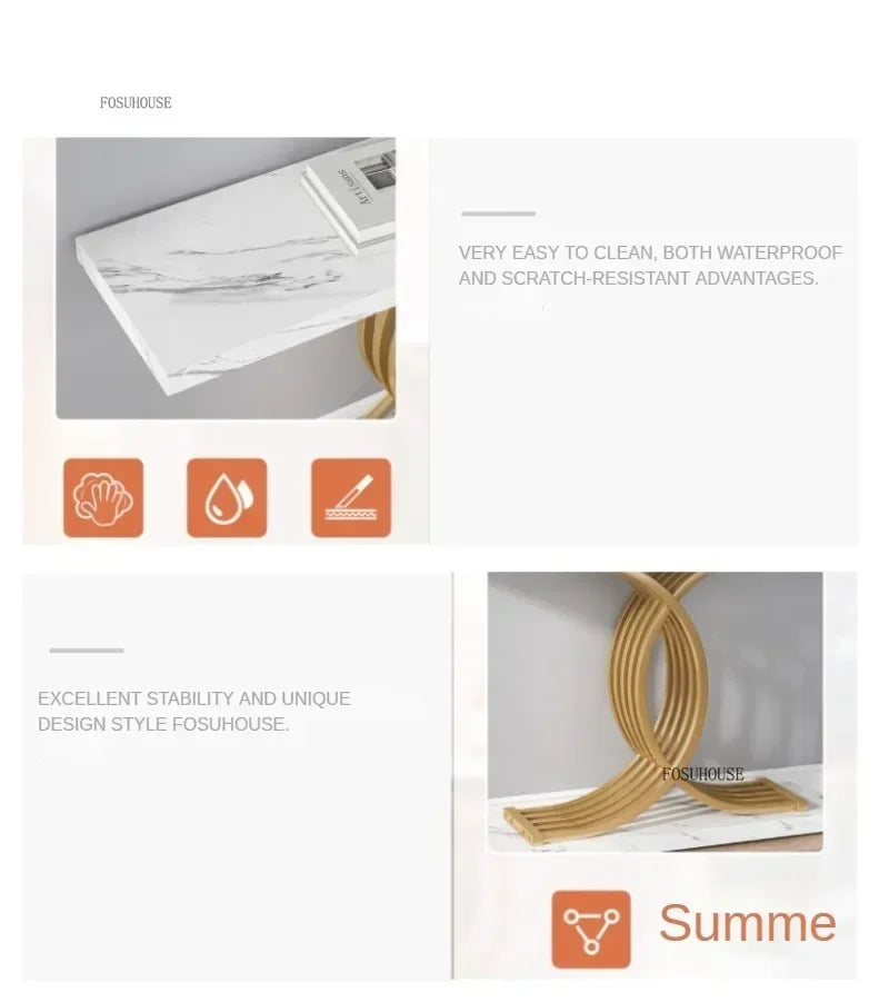 Creative Luxury Hallway Entryway Table Home Furniture Modern Living Room Villa Narrow Console Table with Geometric Metal Legs