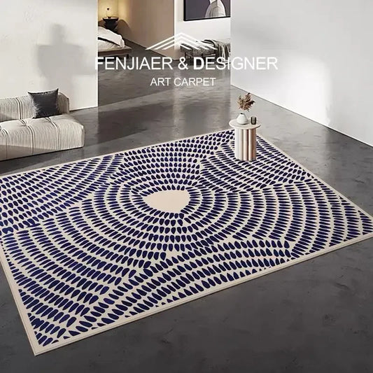 Blue Dots Plush Area Rug for Living Room Bedroom under Coffee Table Non-Slip Floor Mat Modern Large