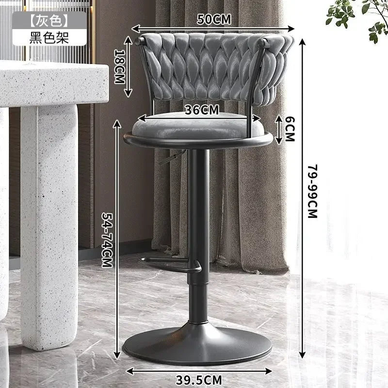 Black And Golds Bar Stool Beige High Kitchen Home Light Luxury Backrest Chair Iron Island Tabourets De Bar Dining Chairs Hocker