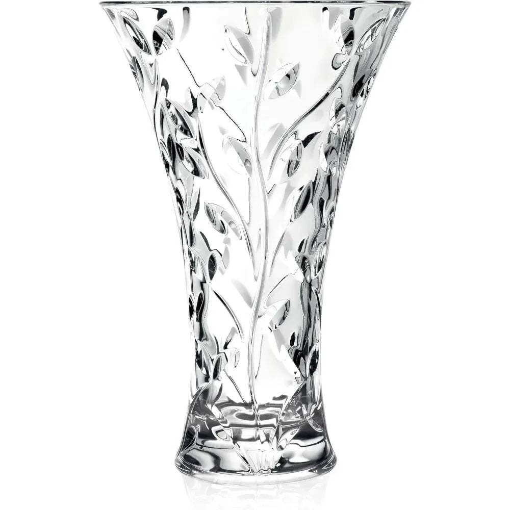 Crystal Laurel Vase 11 Inch, Cut Crystal Design Extra Large Vase
