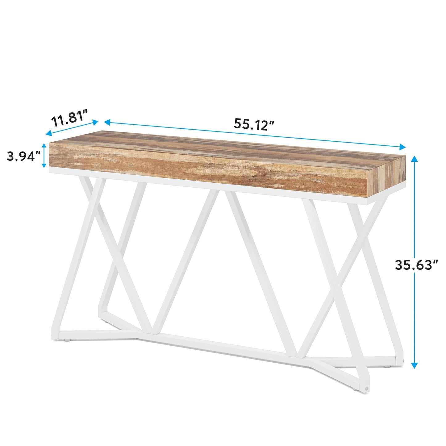 Tribesigns 55 Inches Console Table, Sofa Table Wood Entryway Table with Unique Metal Base