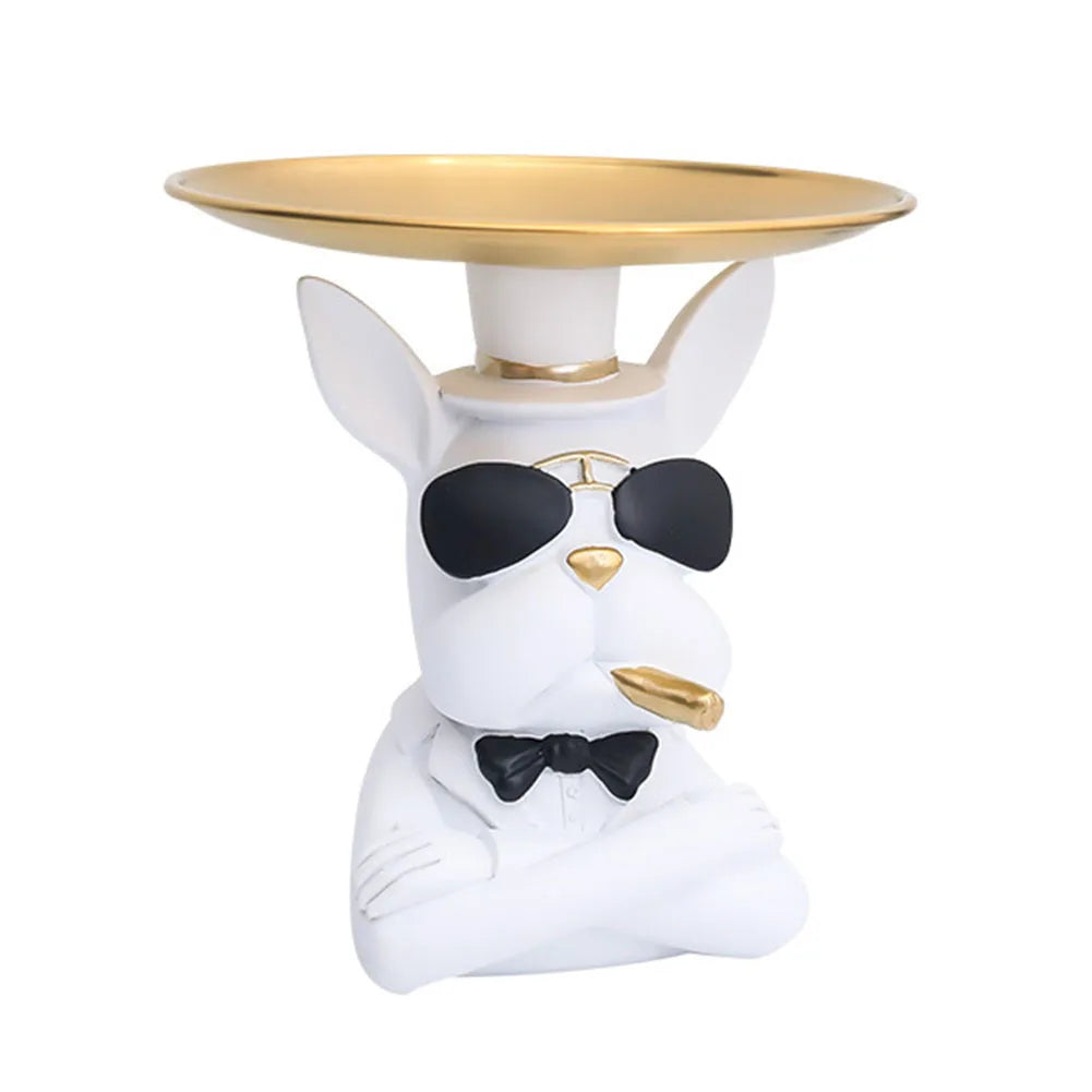 Magnate Pitbull Statue - Resin Sculpture with Storage Tray | Home Decor