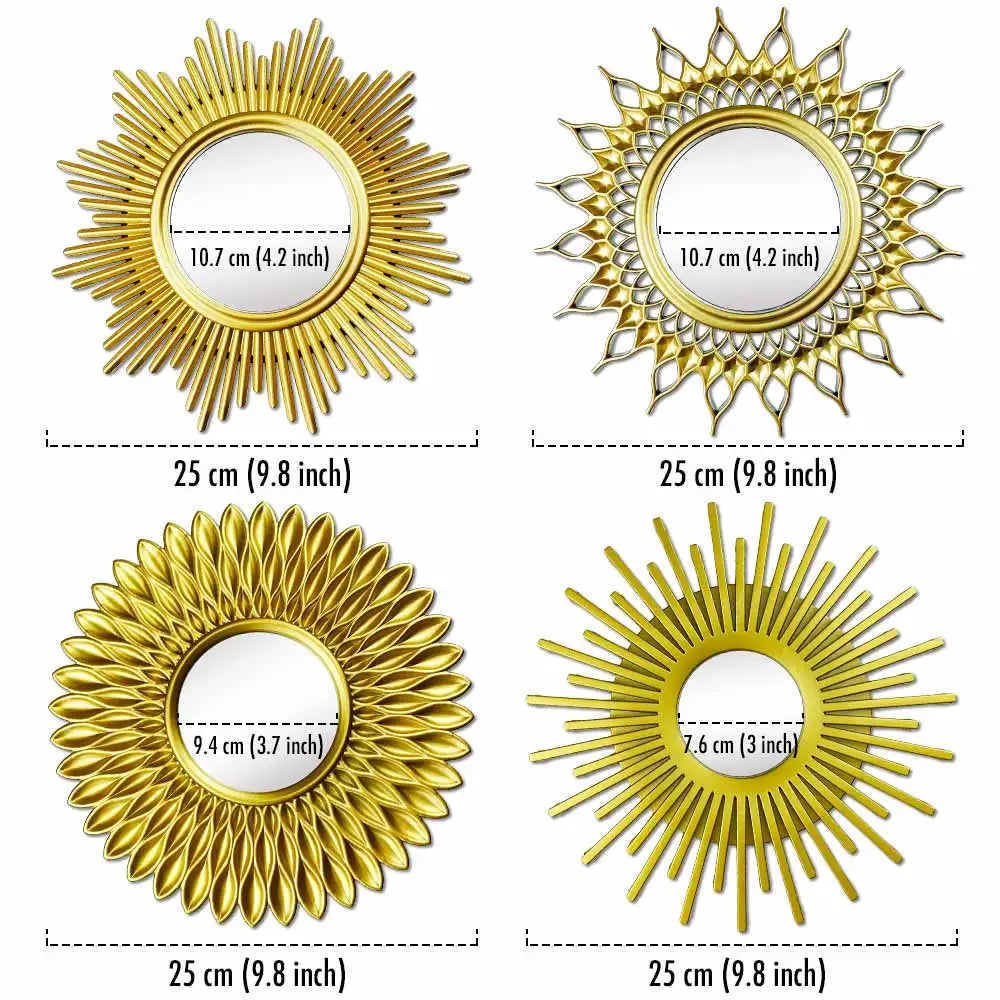 Sunburst Wall Mirror - Round Decorative Gold or Silver - Boho Decor