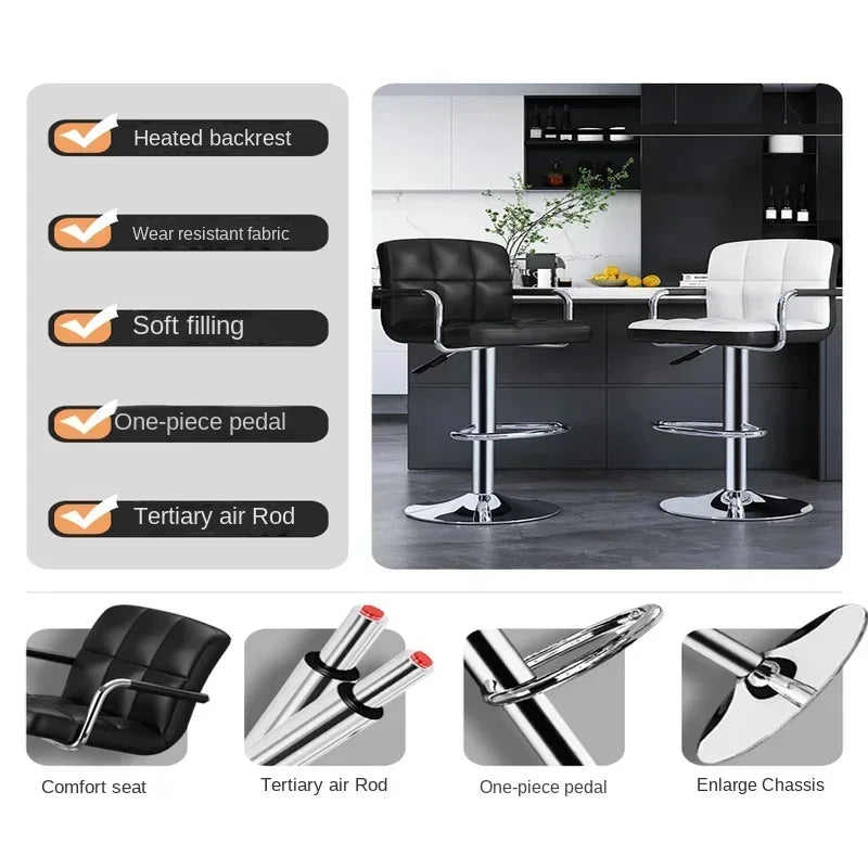 Upholstered Bar Stools 24-Inch Counter Height Stools Modern Kitchen Chairs with Metal Base PU Leather Stools