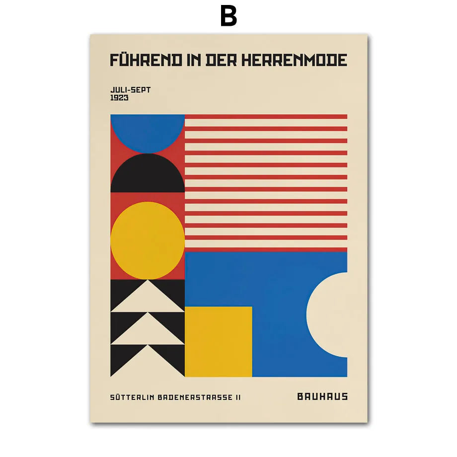 Bauhaus Geometry ,Mondrian Gallery Wall Pop Art ,Canvas Painting - Nordic Posters And Prints Wall Pictures For Living Room Decor