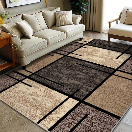 VIKAMA Premium Light Luxury Geometric Rug Living Room, Bedroom & Office Rug Easy-Care Lightweight Rug Home Decor