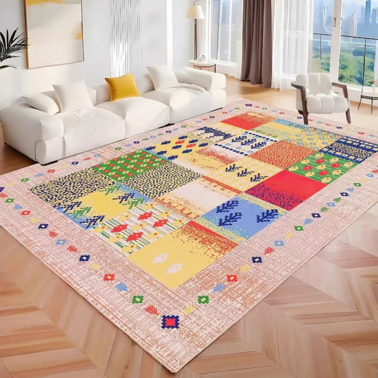 VIKAMA Medieval Modern French Vintage Rug, Living Room & Bedroom Floor Mat, Dopamine American Style Full Coverage Floor Mat