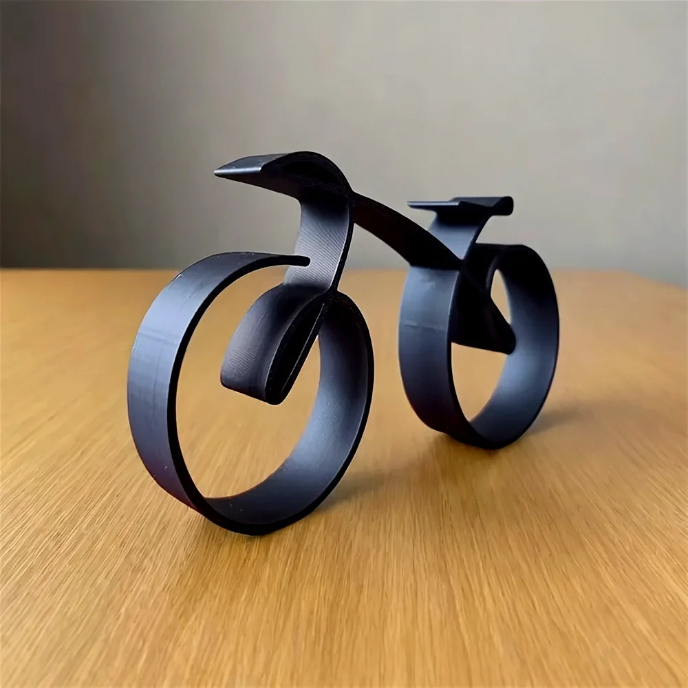 Modern Black Abstract Bicycle Sculpture - Chic Bike Decor Piece for Home & Office, Ideal for Living Room, Bedroom, Study
