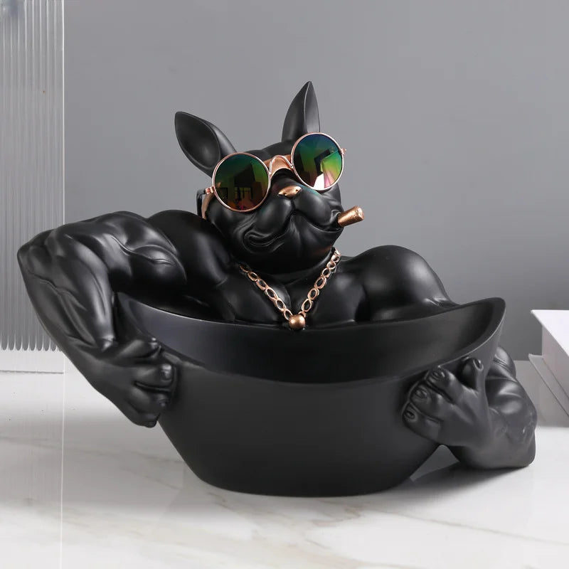 Cool Dog Figurine Storage Box - Resin Sculpture | Home Decor