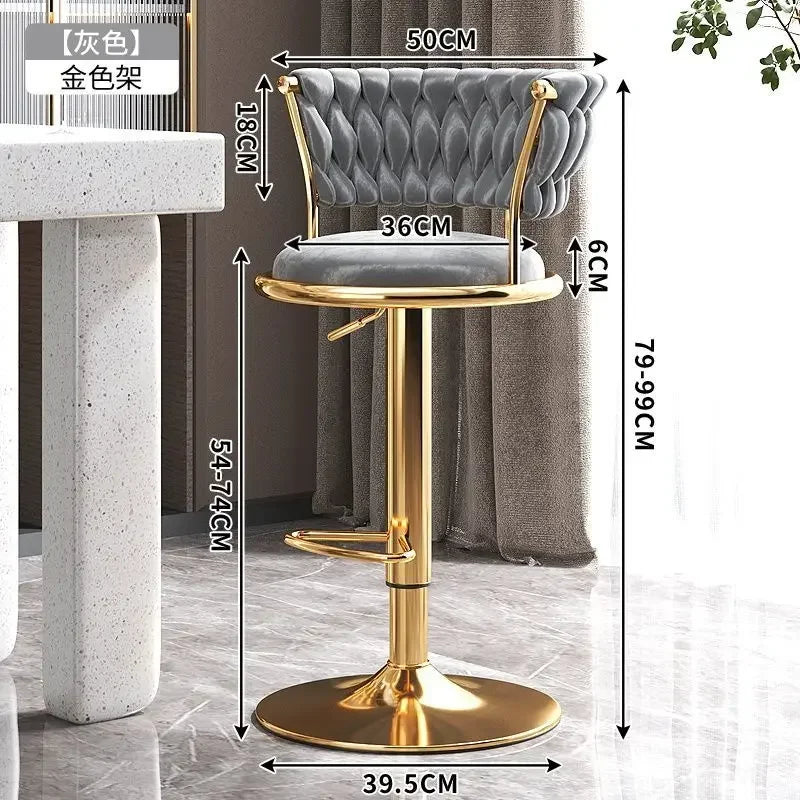 Black And Golds Bar Stool Beige High Kitchen Home Light Luxury Backrest Chair Iron Island Tabourets De Bar Dining Chairs Hocker