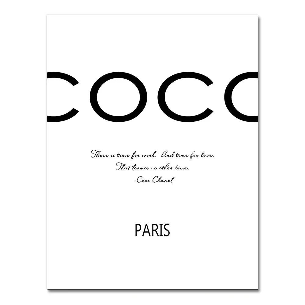 Pink Peonies & Coco Paris Quote Canvas Wall Art Print Set