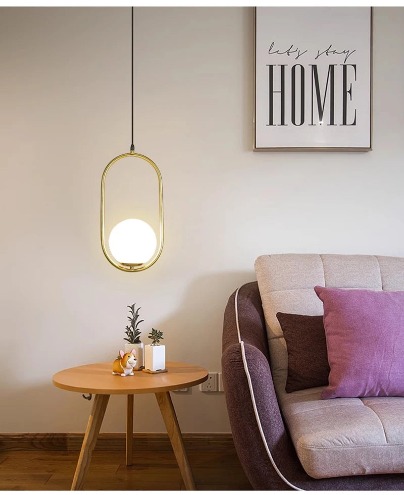 Nordic Glass Ball Pendant Lights Brass Black Hanging Lamp Modern Living Room Dining Bedroom Decor Ceiling Lighting Fixture House