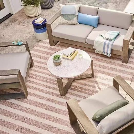 Modern Teak Wood Furniture With Cushions Sofa Set Living Room Patio Hotel Outdoor Sectional Garden Sofa natural wood furniture