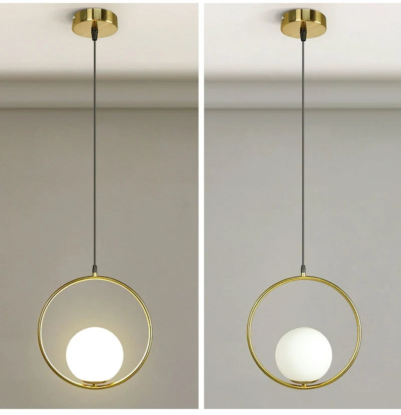 Nordic Glass Ball Pendant Lights Brass Black Hanging Lamp Modern Living Room Dining Bedroom Decor Ceiling Lighting Fixture House