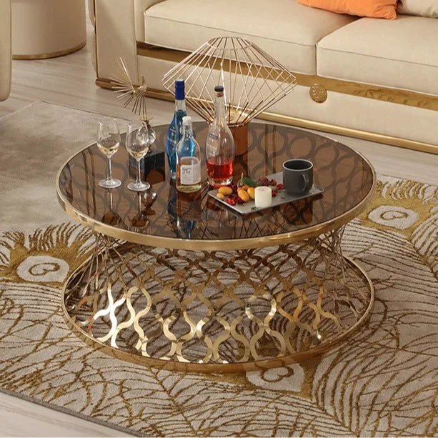 creative corner few gold stainless steel round few mirror edge few sofa side table side cabinet casual small coffee table
