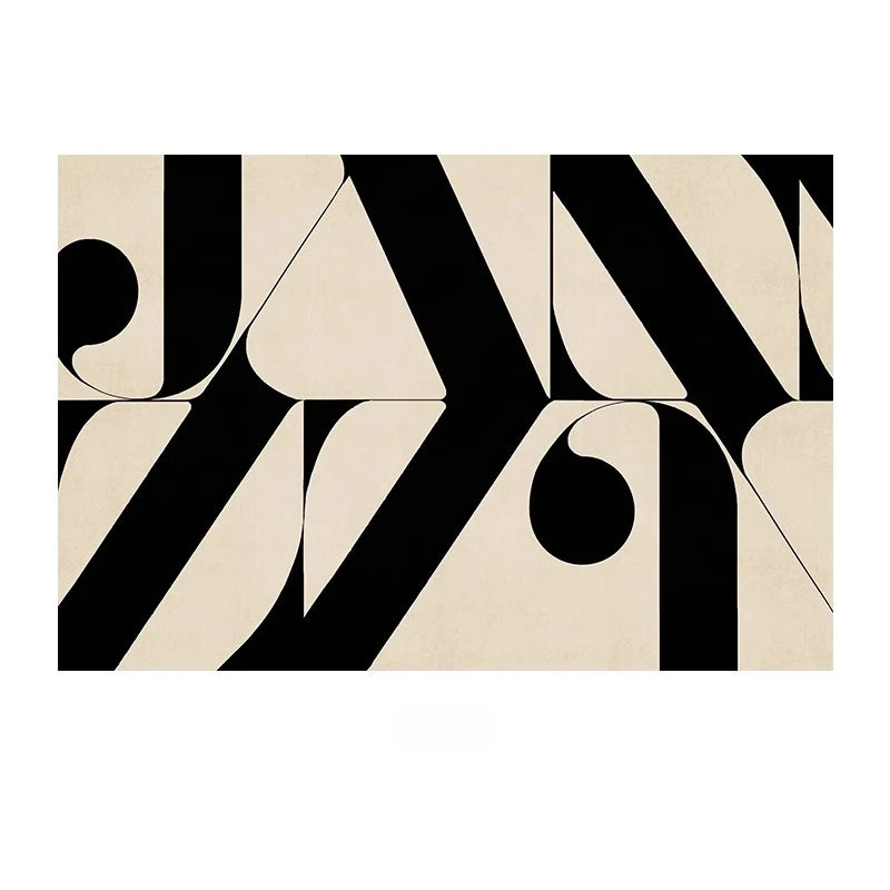 Black & White Abstract Rug - Modern Geometric Curves