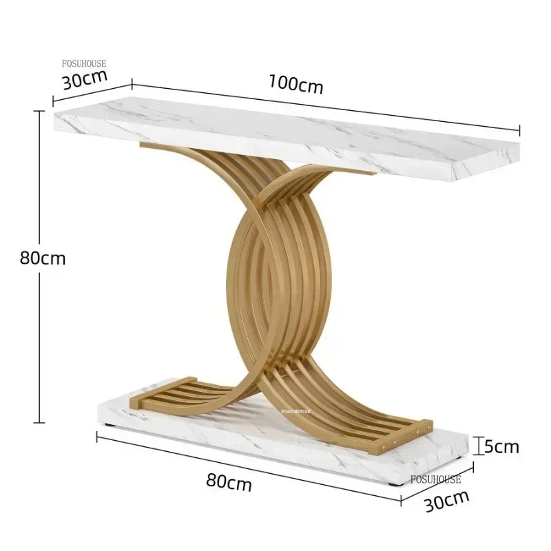 Creative Luxury Hallway Entryway Table Home Furniture Modern Living Room Villa Narrow Console Table with Geometric Metal Legs
