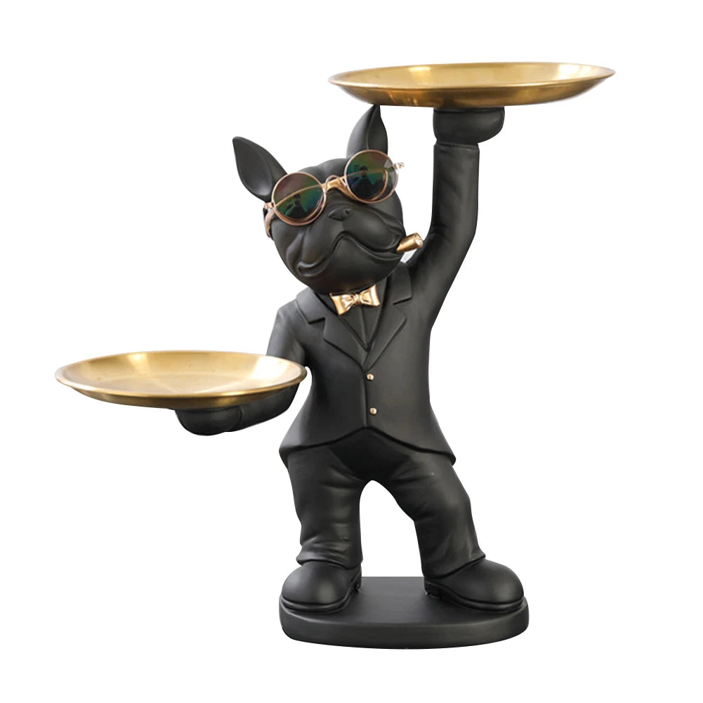 Magnate Pitbull Statue - Resin Sculpture with Storage Tray | Home Decor