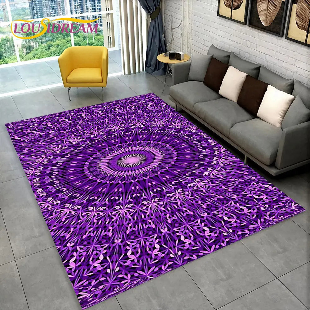 Bohemian Mandala Geometric Area Rug,Carpet Rug for Home, Living Room,Bedroom,Sofa,Doormat,Kitchen ,Kids Room-Non-slip Floor Mats