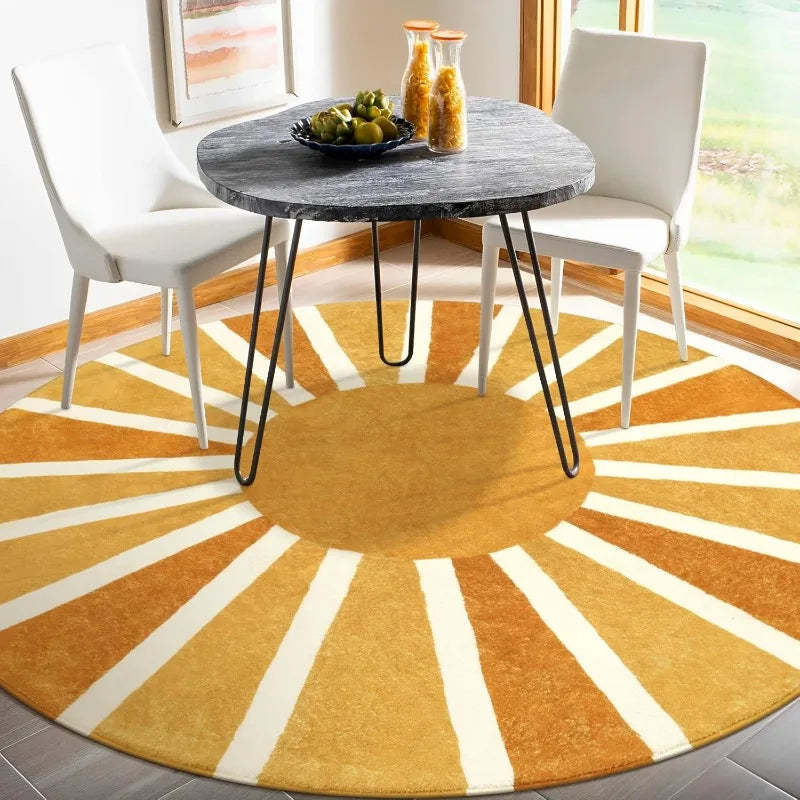 Graphic Sunburst Round Rug - Modern Geometric Design
