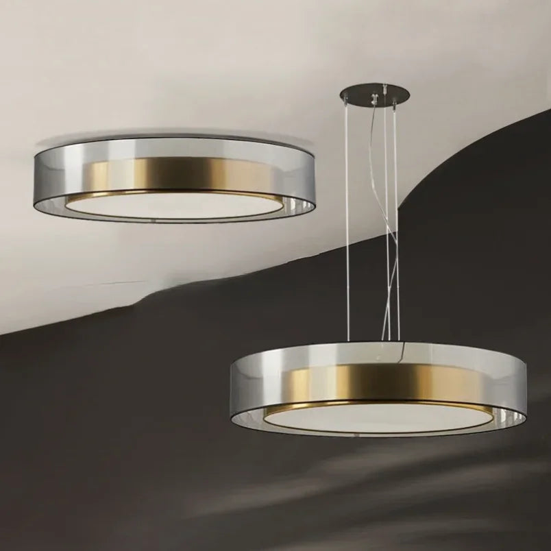 Pendant Light: Modern Circular Ring LED in Gold & White for Dining & Living Room