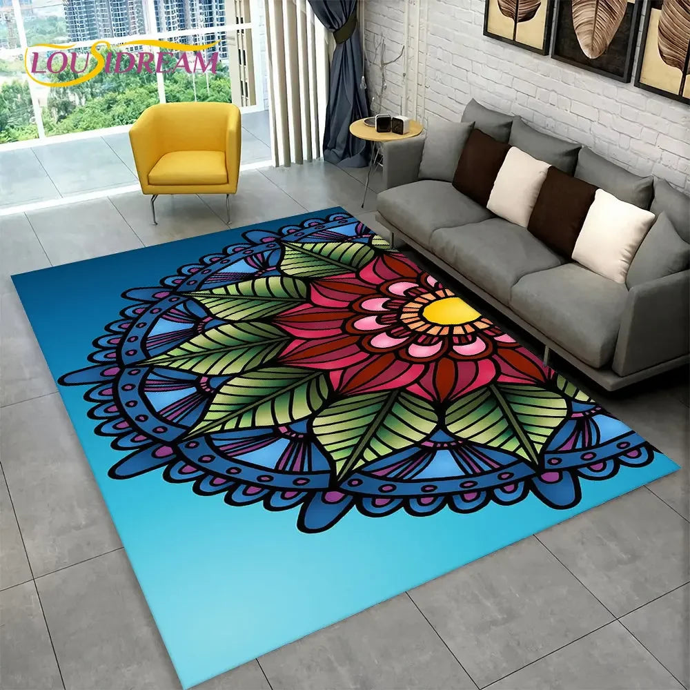 Bohemian Mandala Geometric Area Rug,Carpet Rug for Home, Living Room,Bedroom,Sofa,Doormat,Kitchen ,Kids Room-Non-slip Floor Mats