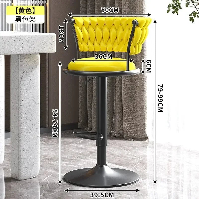 Black And Golds Bar Stool Beige High Kitchen Home Light Luxury Backrest Chair Iron Island Tabourets De Bar Dining Chairs Hocker