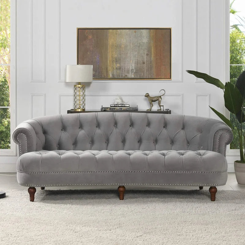 Velvet Sofa 3-Seat: Luxurious Upholstered Couch for Living Room, Hotel & Apartment