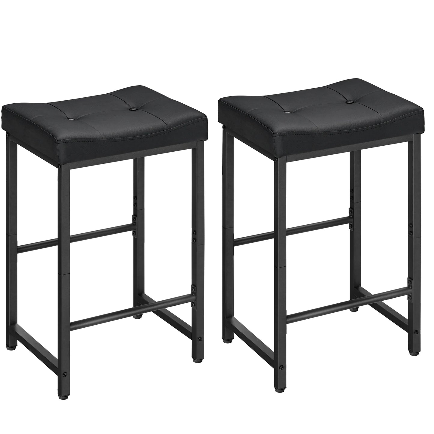 HOOBRO Bar Stools 25.4" Saddle Stools with PU Upholstery Counter Height Stools with Footrest Kitchen Breakfast Chairs for Cafe