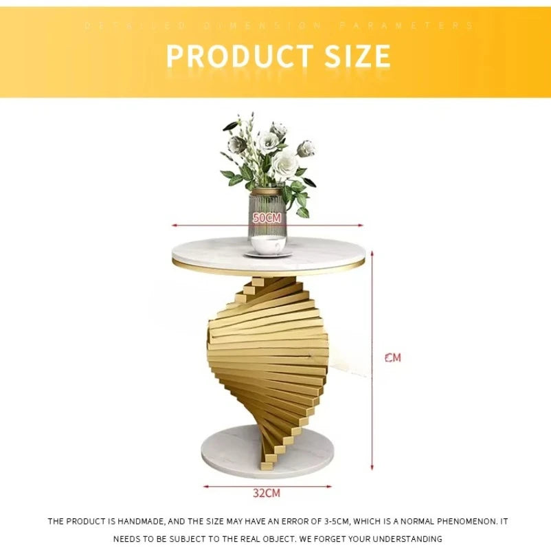 Luxury Home Furniture Smart Travertine Small Round Modern Metal Gold Marble Side Table Living Room Coffee Table