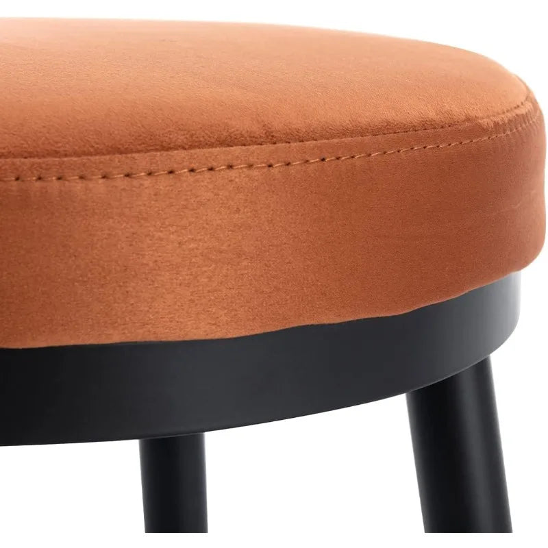 26 Inch Bar Stools Set of 2 Modern Metal Bar Stools with Golded Footrest Velvet Seat for Kitchen Island&Bar, Brown