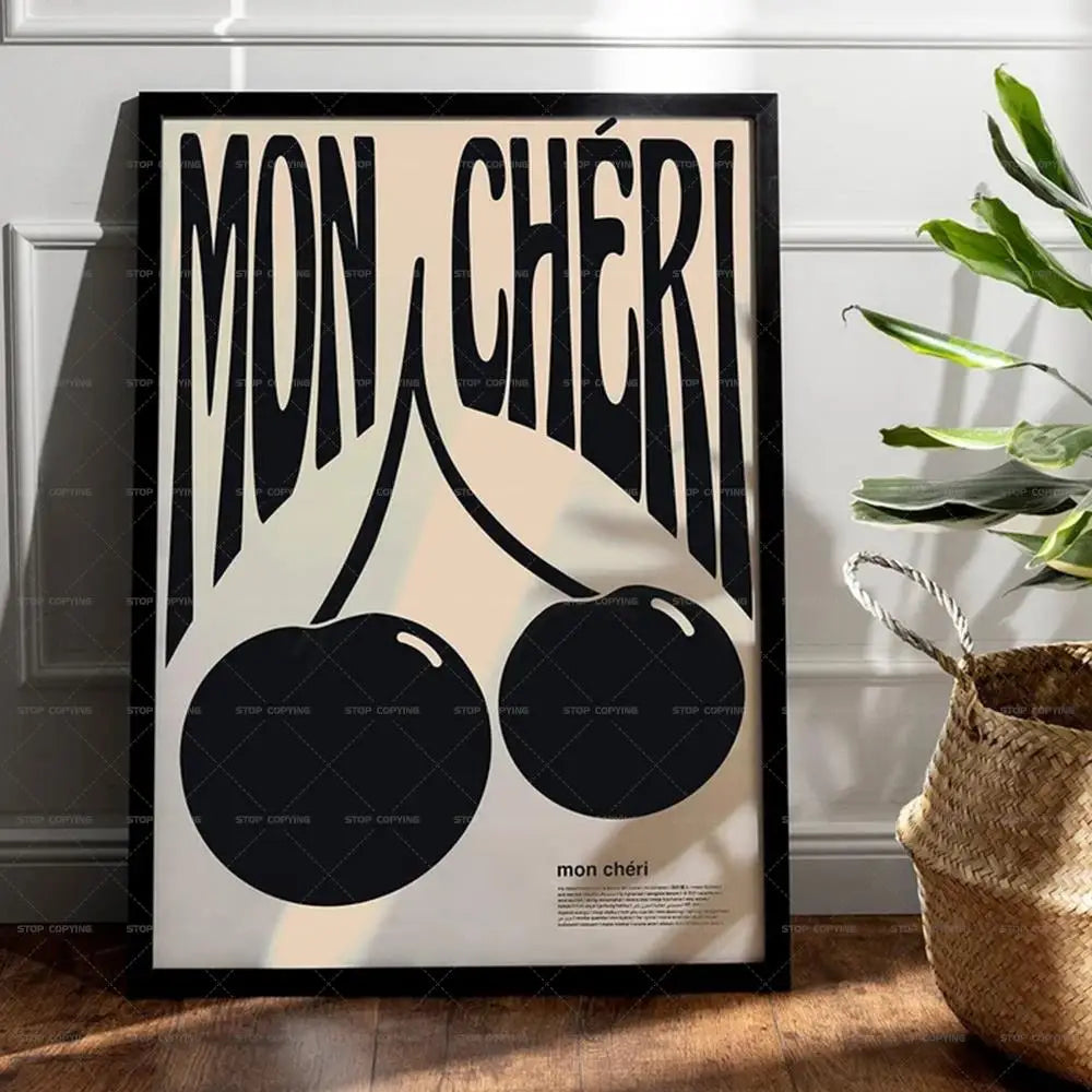 Retro Mon Cheri Canvas Wall Art Painting Poster for Living Bedroom ,Hallway etc
