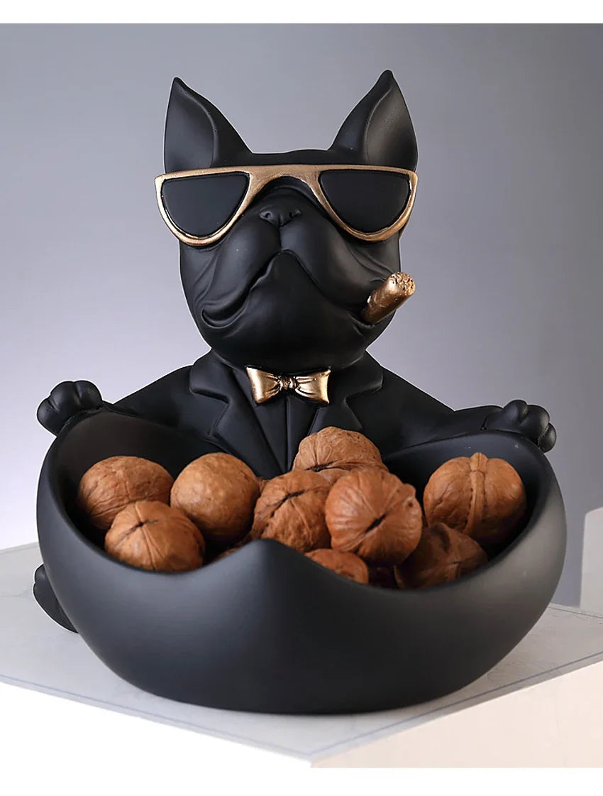 Cool Dog Figurine Storage Box - Resin Sculpture | Home Decor
