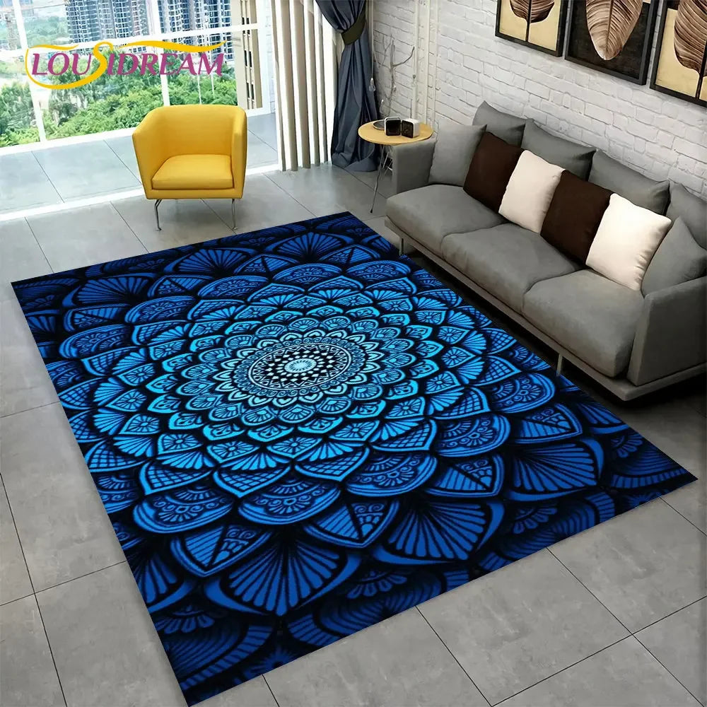 Bohemian Mandala Geometric Area Rug,Carpet Rug for Home, Living Room,Bedroom,Sofa,Doormat,Kitchen ,Kids Room-Non-slip Floor Mats