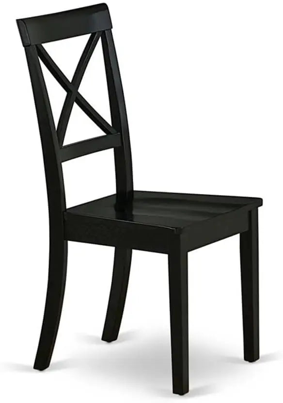 Modern Cross Back Dining Chairs, Set of 2 in Black with Solid Wood Seat for Elegant Home Decor