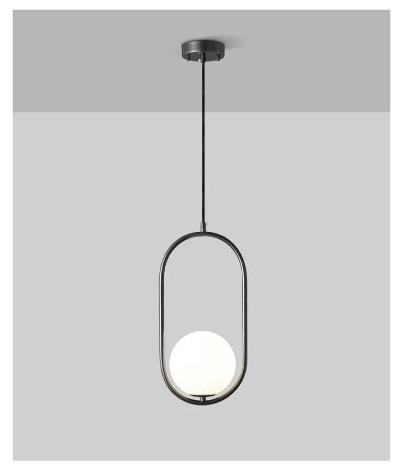 Nordic Glass Ball Pendant Lights Brass Black Hanging Lamp Modern Living Room Dining Bedroom Decor Ceiling Lighting Fixture House