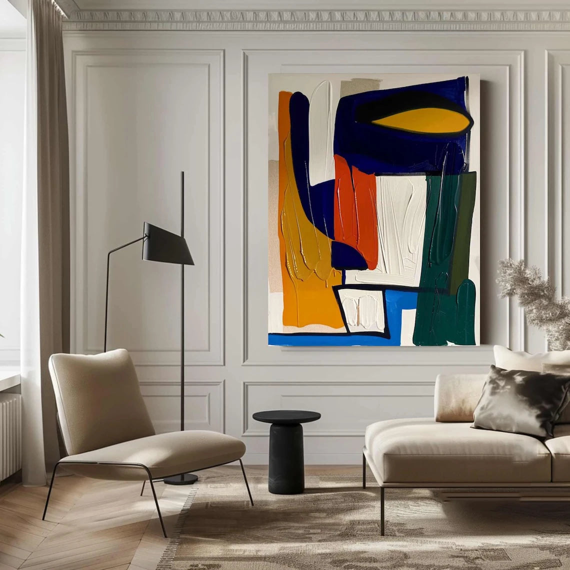 Large Colorful Abstract Canvas Painting - Textured Wall Art