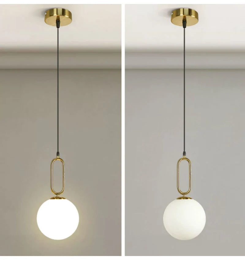 Nordic Glass Ball Pendant Lights Brass Black Hanging Lamp Modern Living Room Dining Bedroom Decor Ceiling Lighting Fixture House