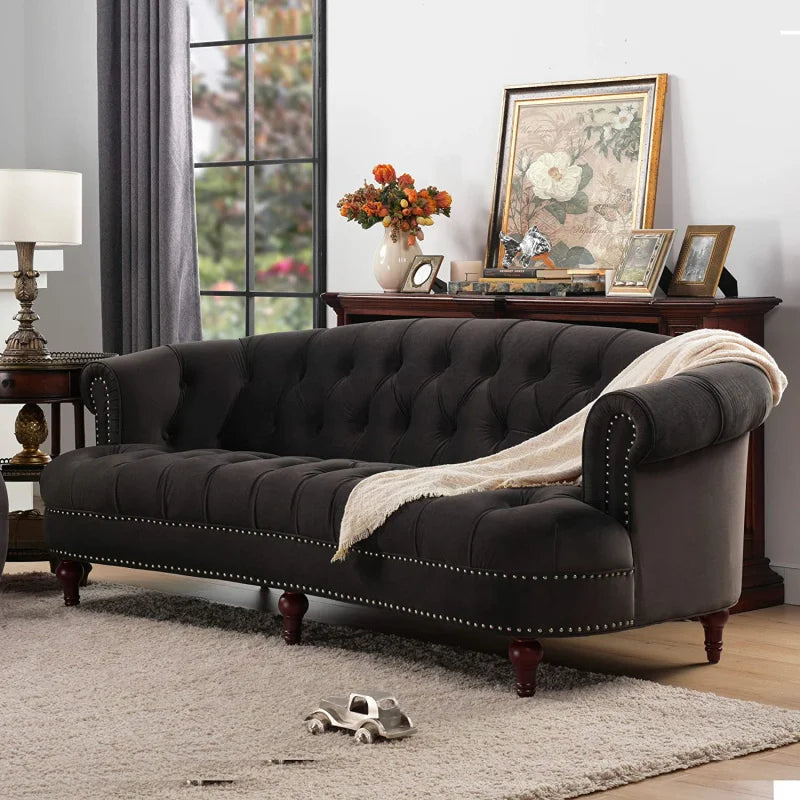 Velvet Sofa 3-Seat: Luxurious Upholstered Couch for Living Room, Hotel & Apartment