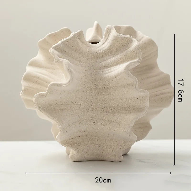 Ceramic Vase - Geometric Wavy Petal Shape Flower Vase