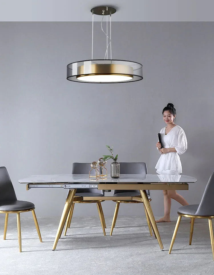 Pendant Light: Modern Circular Ring LED in Gold & White for Dining & Living Room