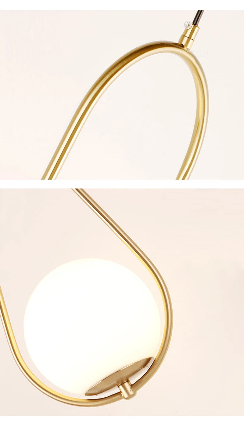 Nordic Glass Ball Pendant Lights Brass Black Hanging Lamp Modern Living Room Dining Bedroom Decor Ceiling Lighting Fixture House